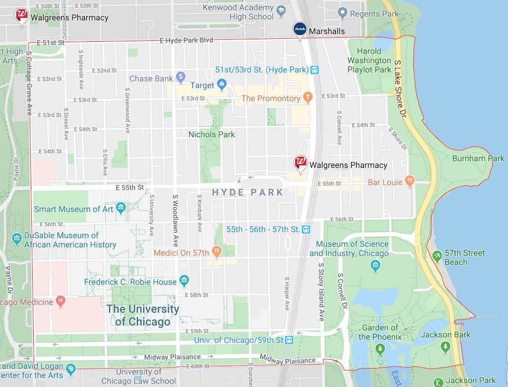 Map of Chicago Hyde Park