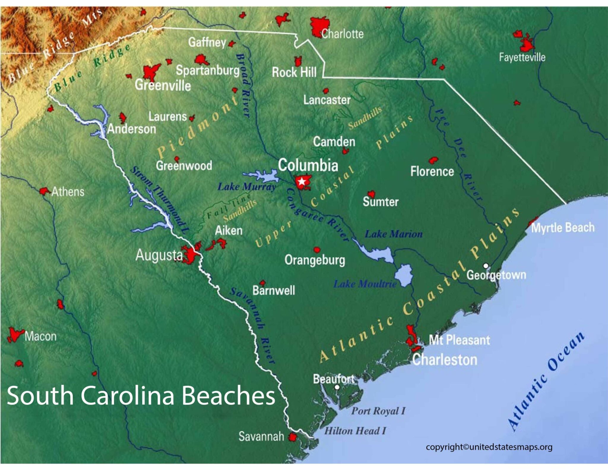 Map of South Carolina Beaches