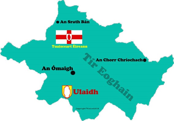 Tyrone county map showing towns and flag
