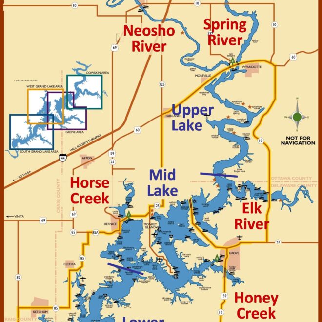 Map Of Grand Lake Oklahoma With Cove Names