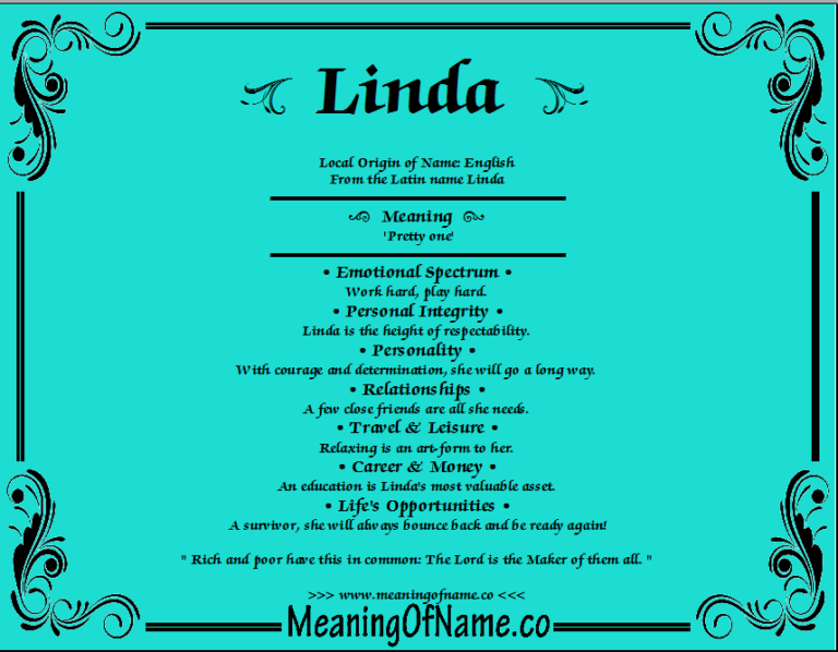 What Is The Spiritual Meaning Of The Name Linda