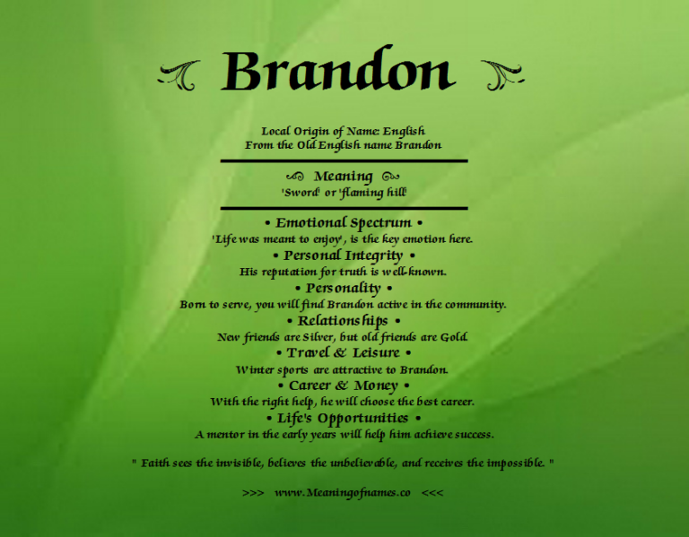 What Does The Name Brandon Mean Biblically