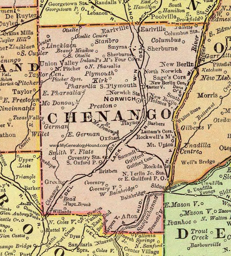 Chenango County, New York 1897 Map by Rand McNally