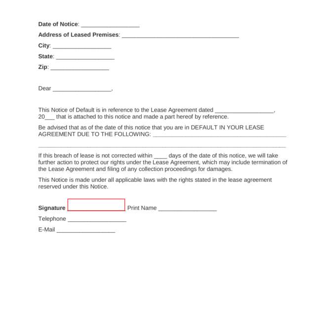 What Does Default On A Lease Mean