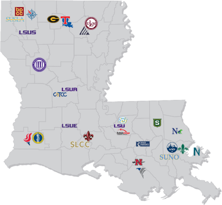 Map Of Colleges In Louisiana