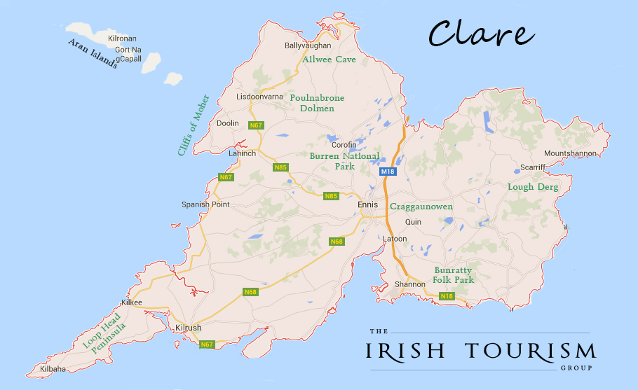 Places to Visit in County Clare Map - Don't Just See Ireland
