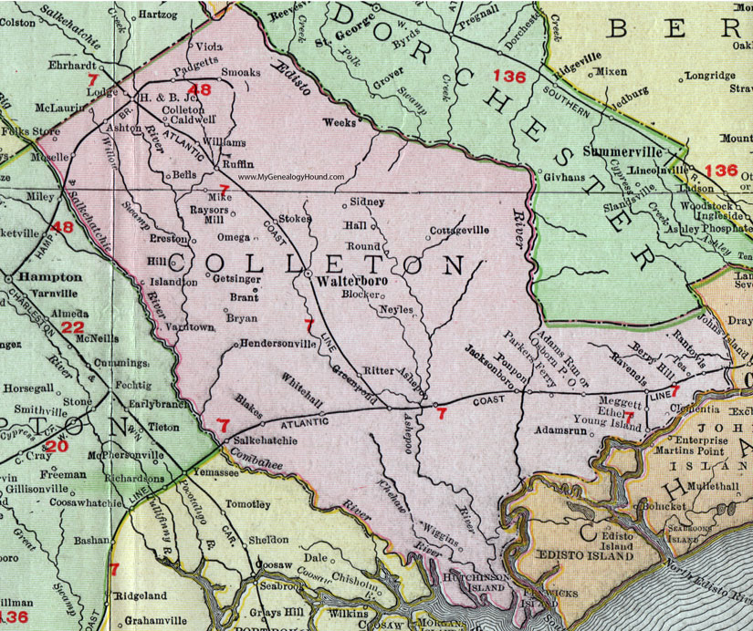 Colleton County, South Carolina, 1911, Map