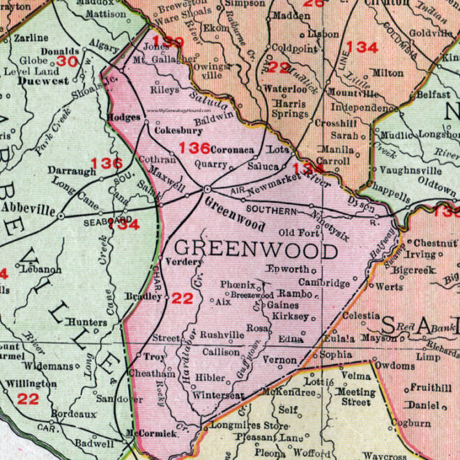 Map Of Greenwood Sc