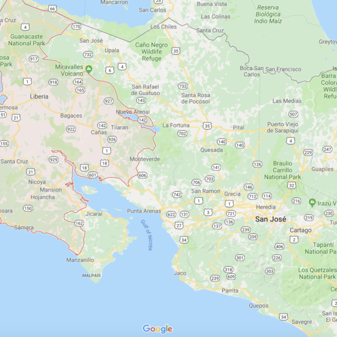 Map Of Guanacaste Costa Rica Beaches