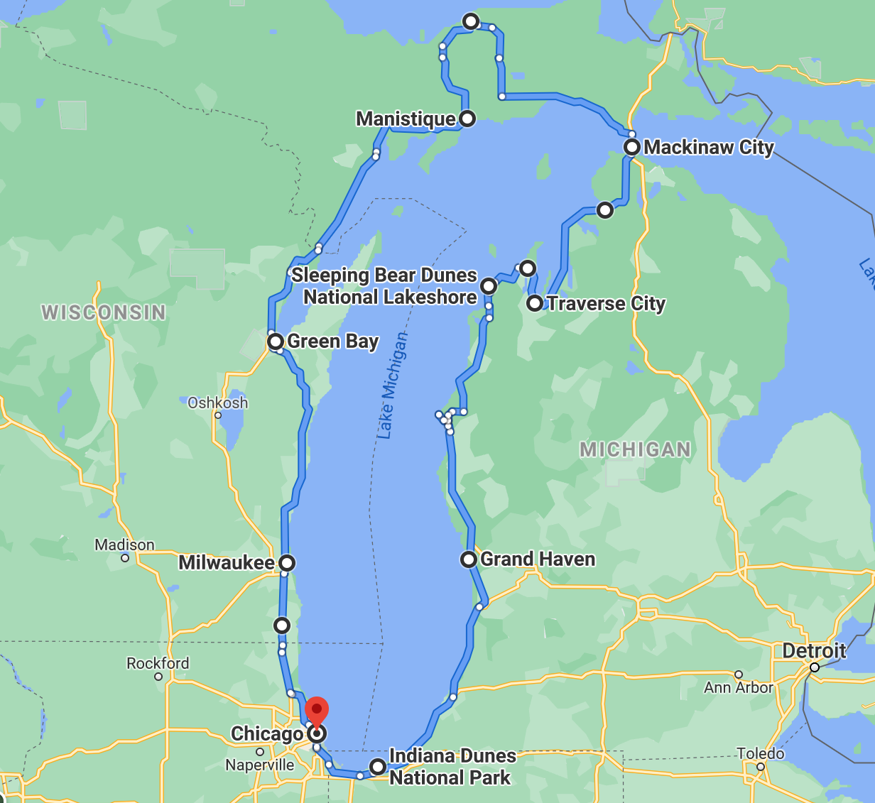 Lake Michigan Circle Itinerary
