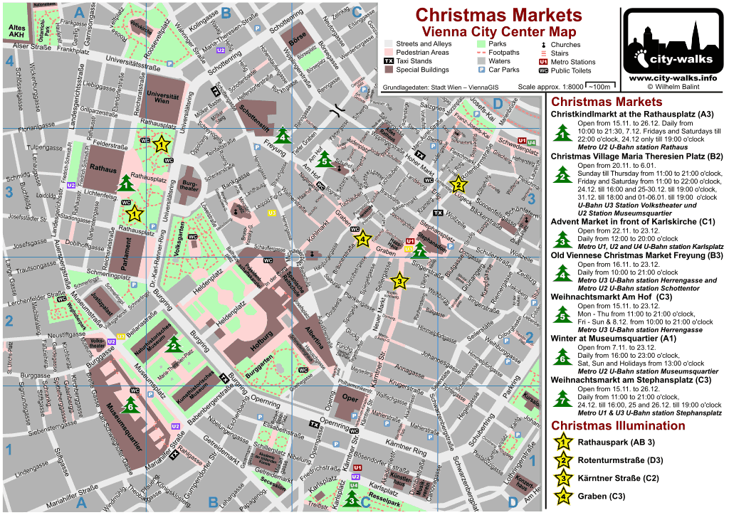 Vienna Christmas Markets 2024 Map with Dates