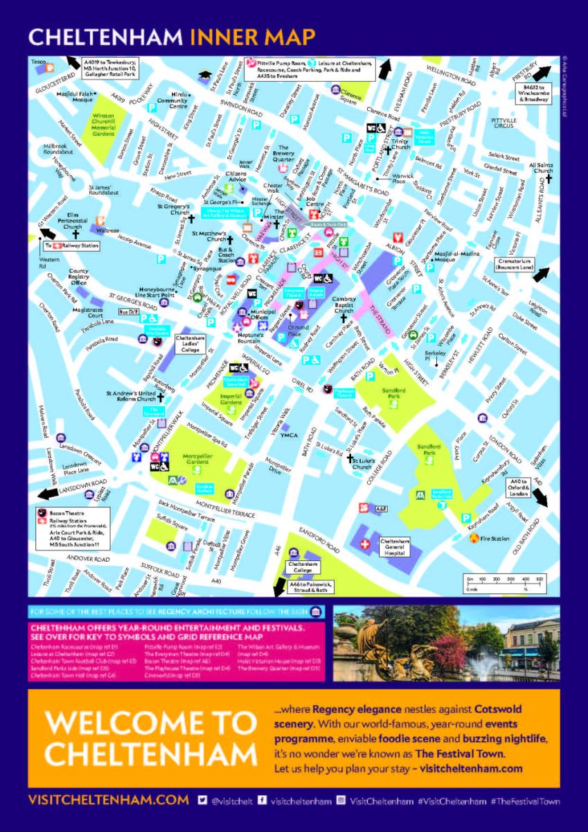 Map of Cheltenham town centre, Gloucestershire