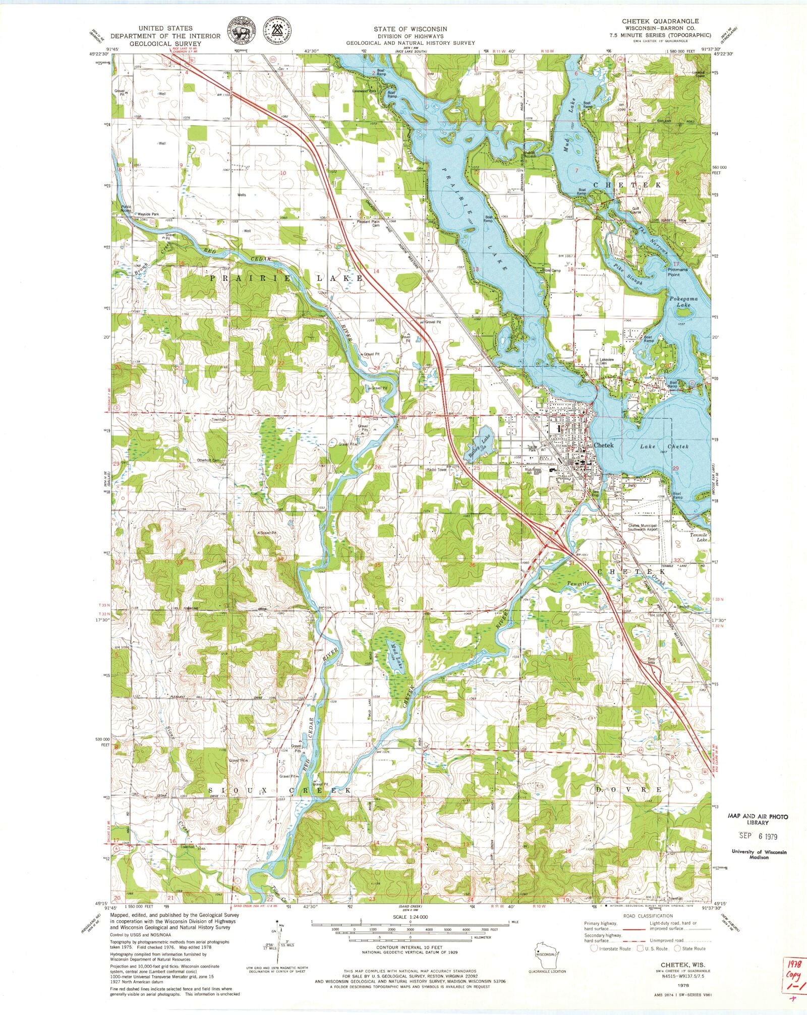 Classic USGS Chetek Wisconsin Topo Map
