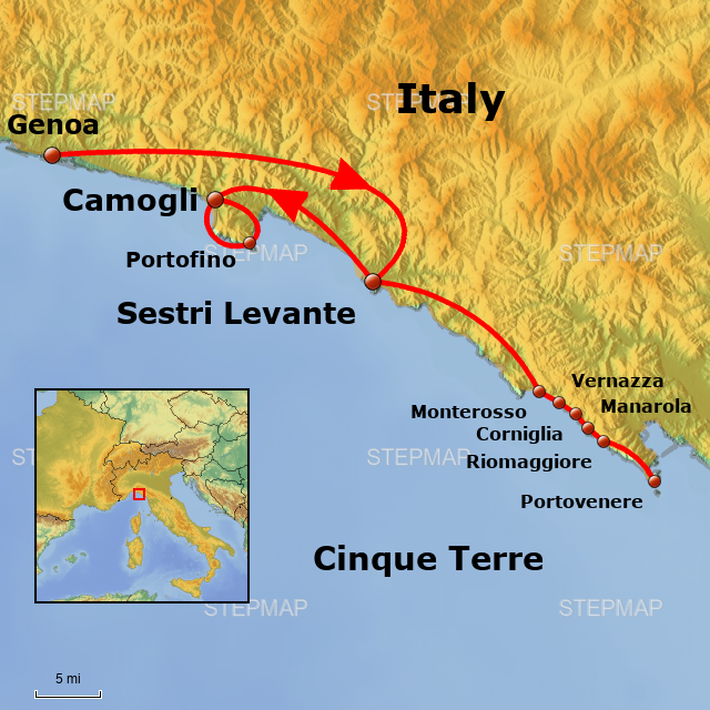 StepMap - Walking in Portofino and the Cinque Terre 2