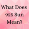 What Does 925 Sun Mean On Jewelry