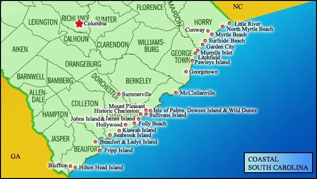 Coastal Towns Map Of North Carolina Coast