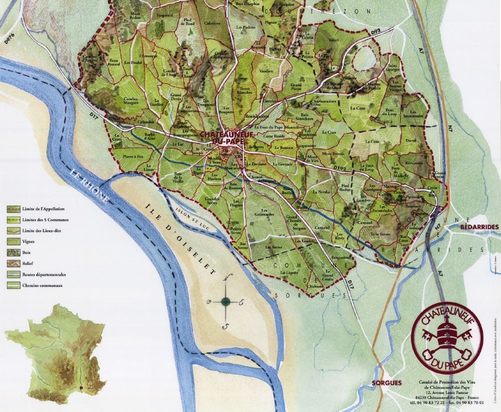 Wine Maps: France - Chateauneuf-du-Pape