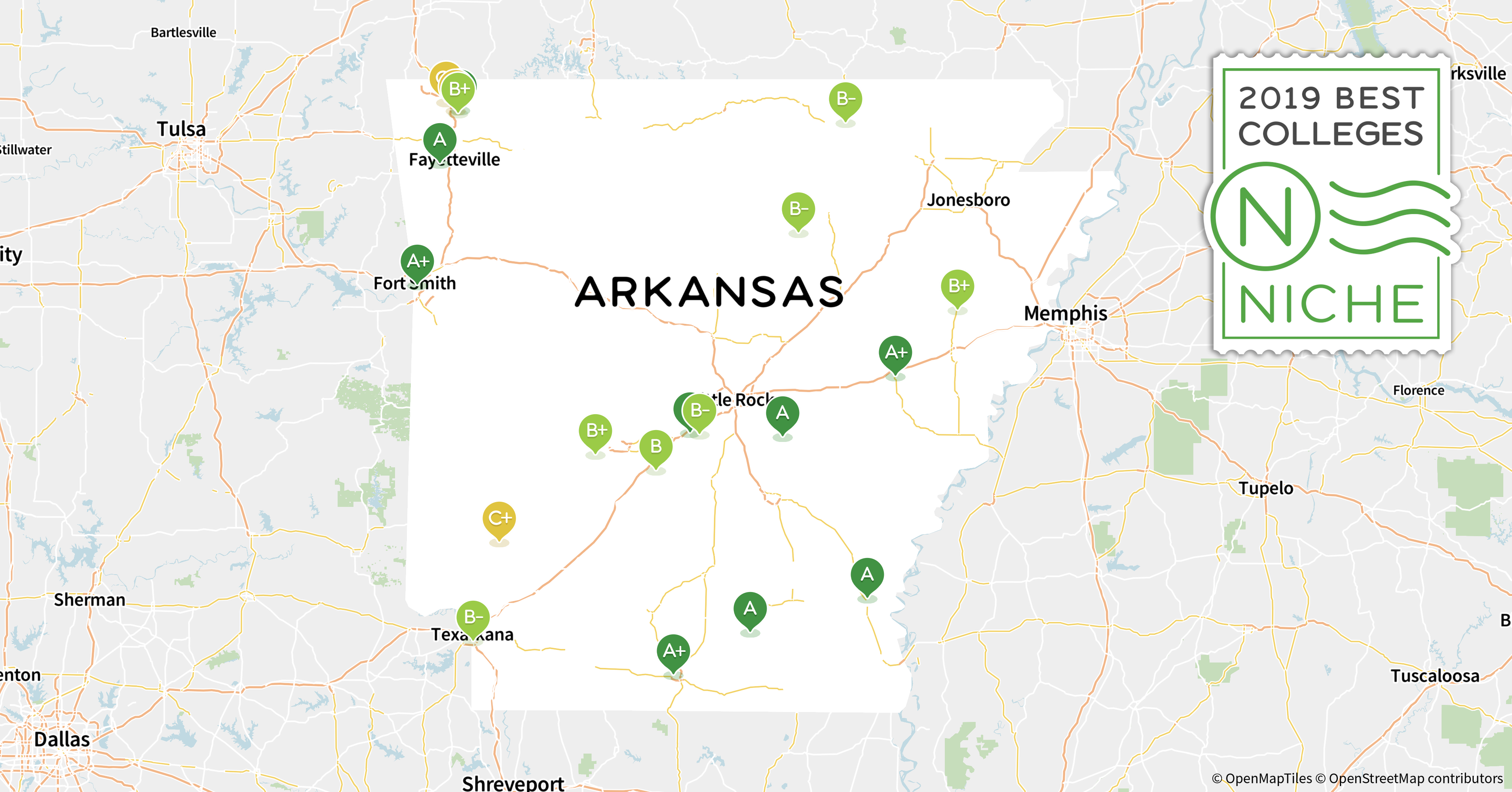 Map Of Colleges In Arkansas