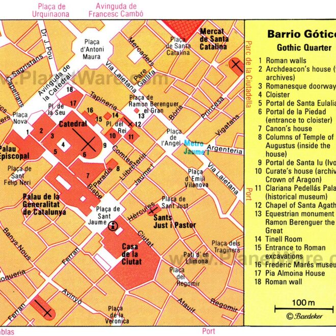 Map Of Gothic Quarter Barcelona Spain