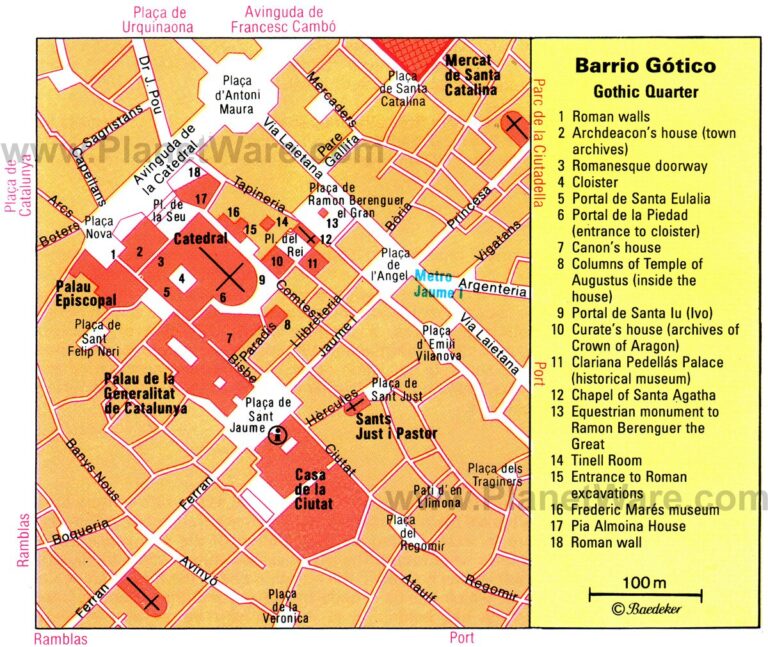Map Of Gothic Quarter Barcelona Spain