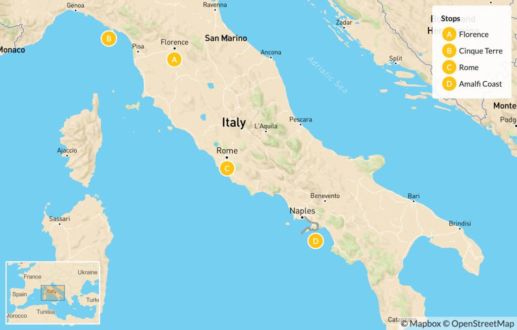 Florence, Cinque Terre, Rome, & Amalfi Coast