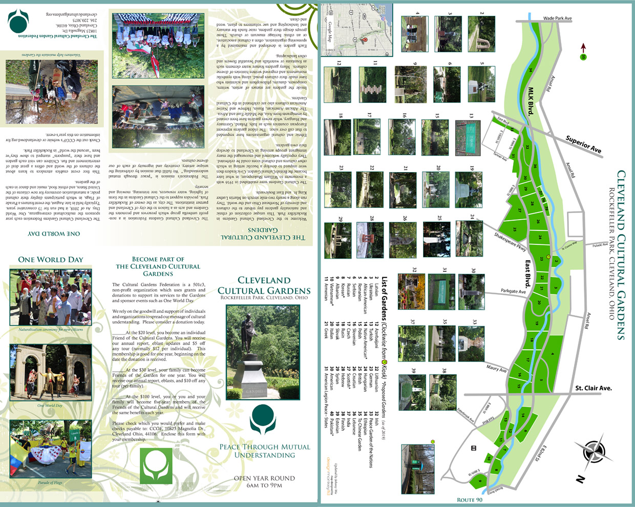 Cultural Gardens brochure and map