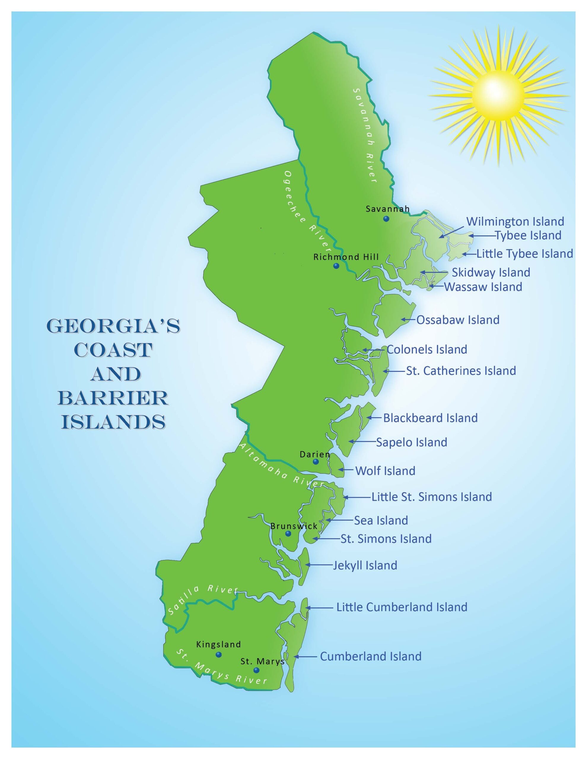 Georgia Coast Map Beaches