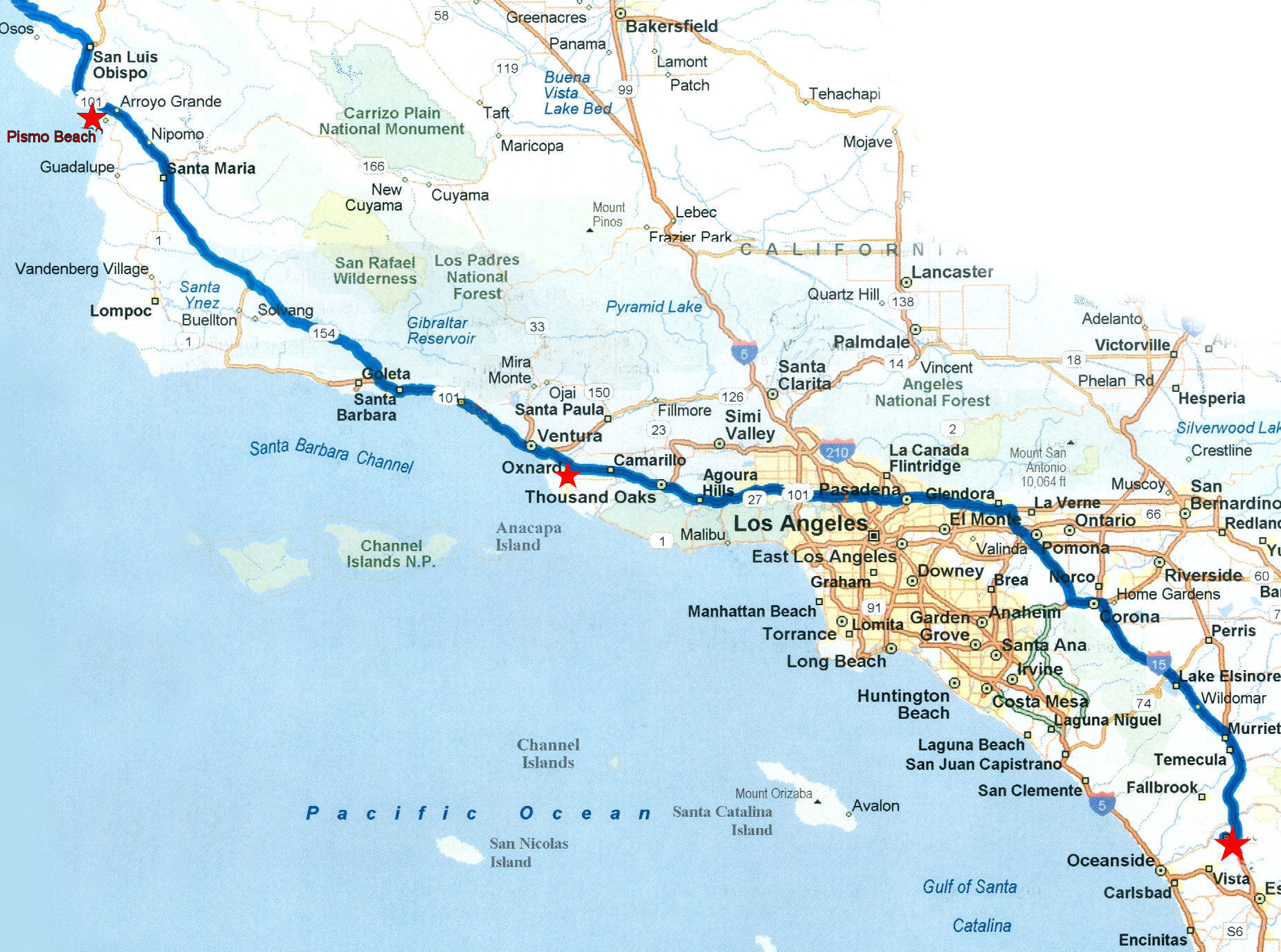 California Coastal Towns Map