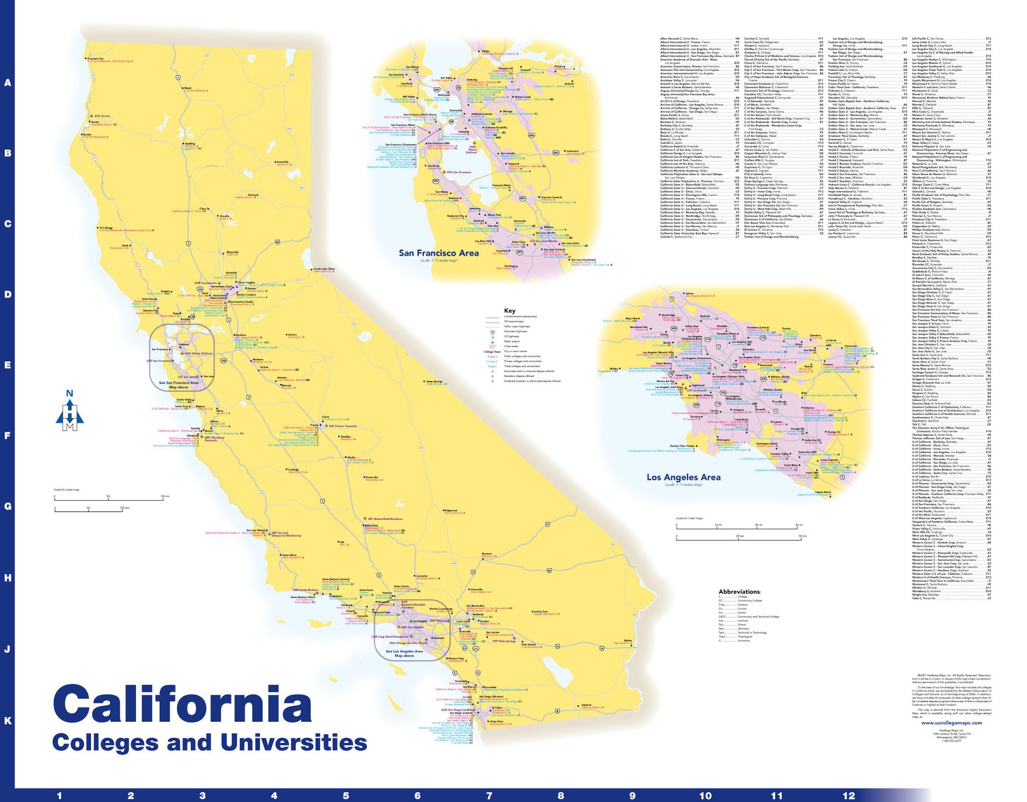 High-Quality Colleges Map of California