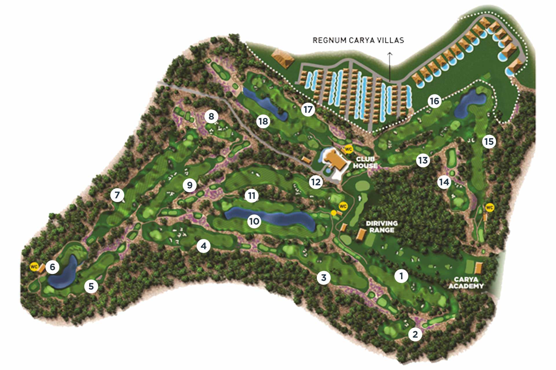 Carya Golf Club Course Map