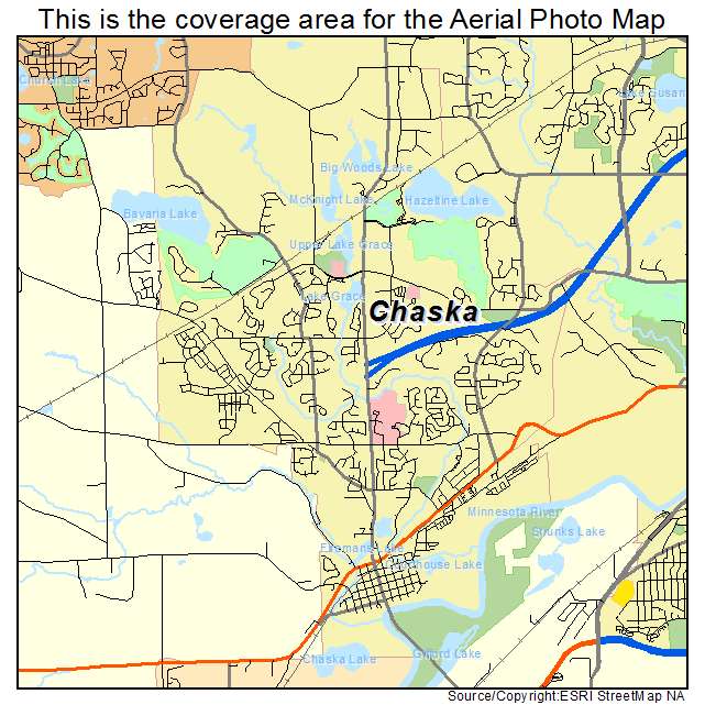 Aerial view map of Chaska