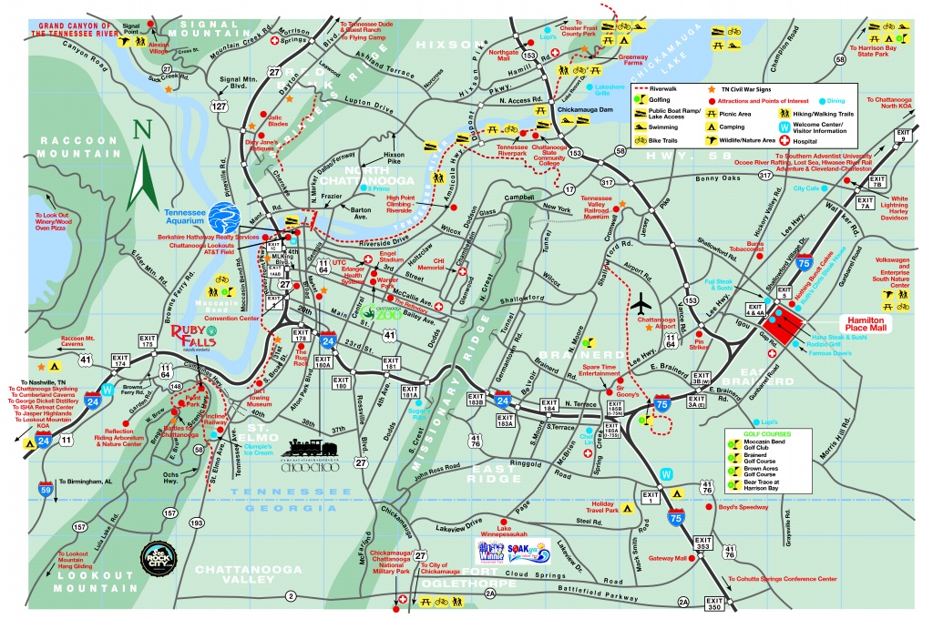 Chattanooga Tourist Map - Printable Map Of Chattanooga