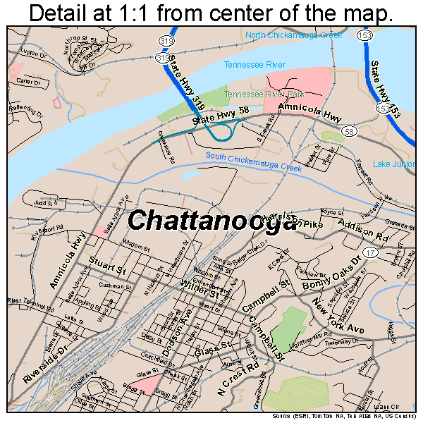 Street Map of Chattanooga