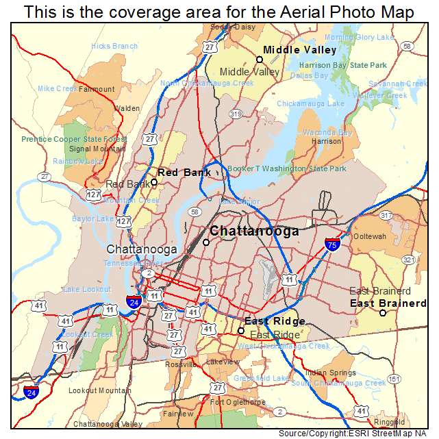Aerial Photography Map of Chattanooga