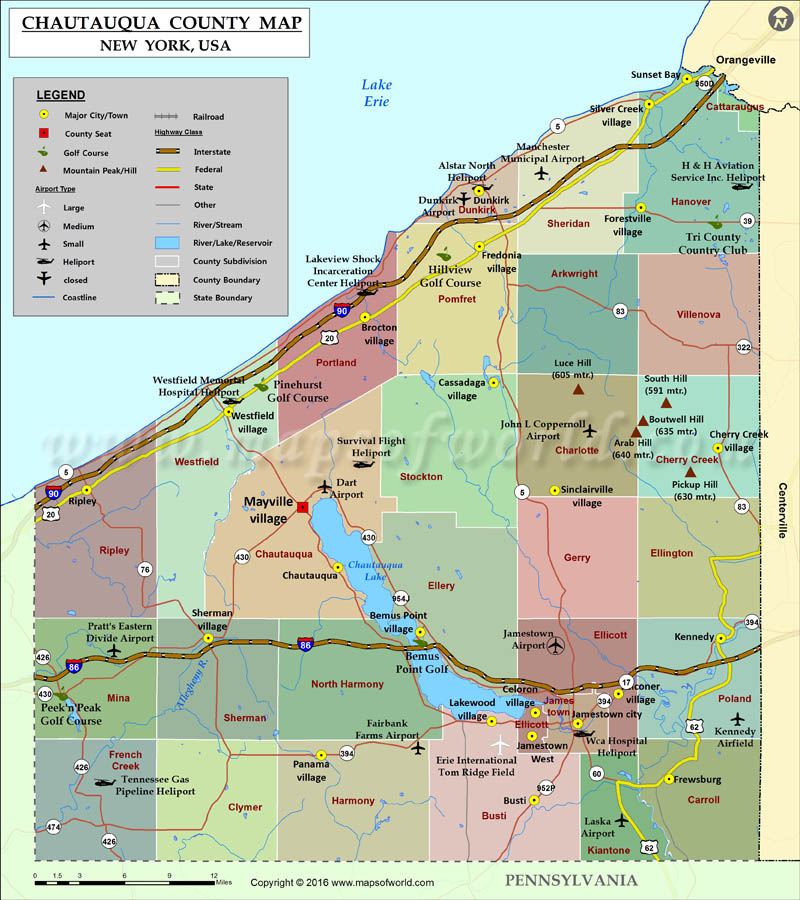 Chautauqua County Map | Map of Chautauqua County New York