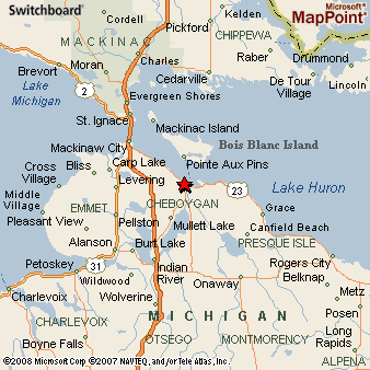 Cheboygan, Michigan Area Map