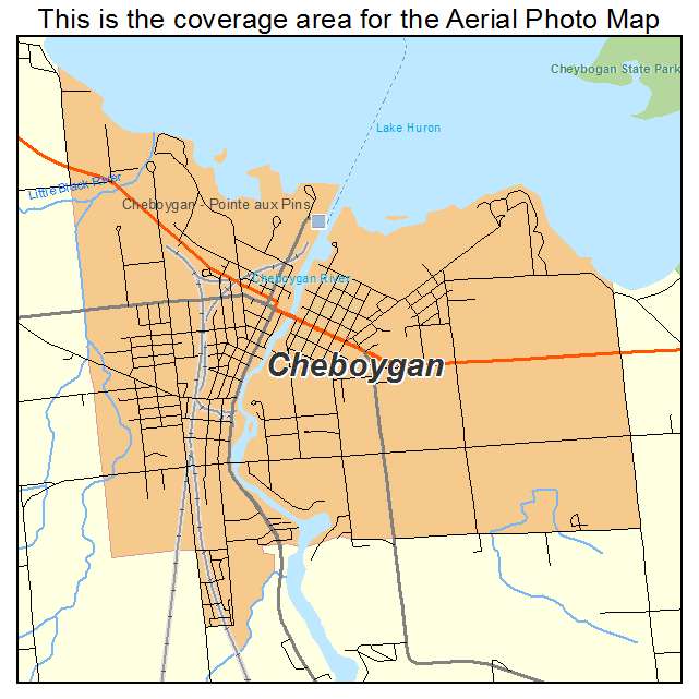 Aerial Photography Map of Cheboygan, MI