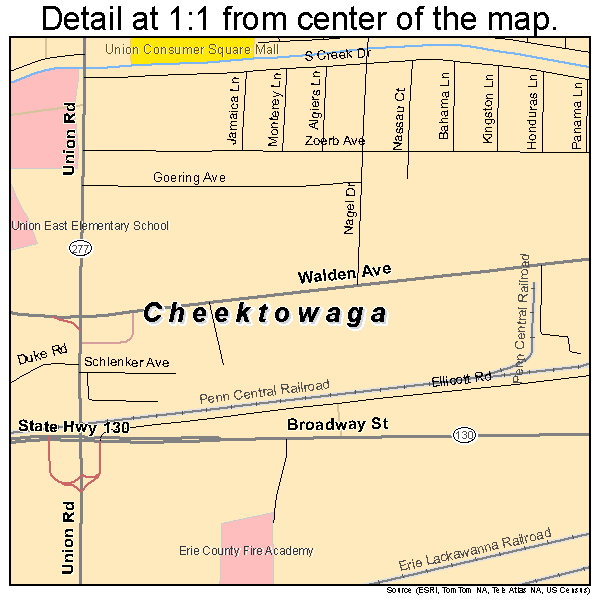 Detail of Cheektowaga New York Street Map 3615000