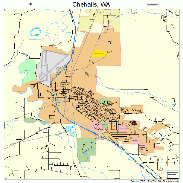 Chehalis Washington Street Map
