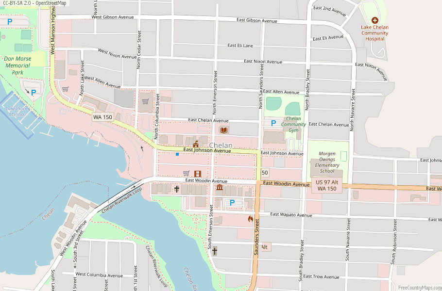 Free Map of Chelan with Latitude & Longitude
