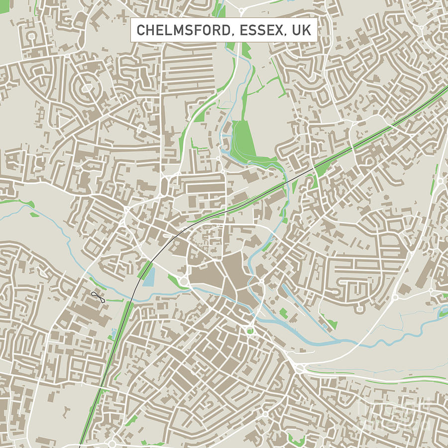 Chelmsford Essex UK City Street Map Digital Art