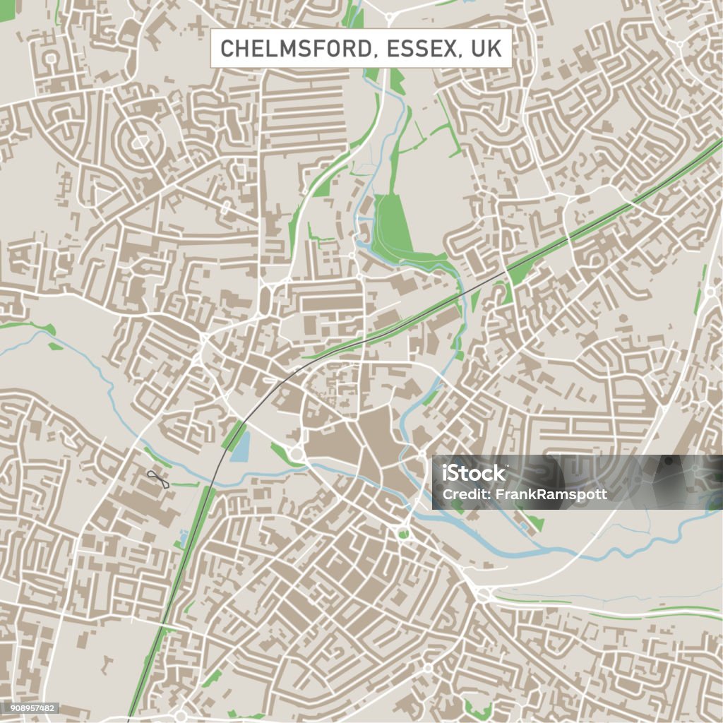 Chelmsford Essex Uk City Street Map Stock Illustration - Download Image