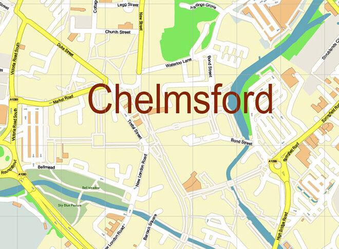 Map Of Chelmsford Essex Uk