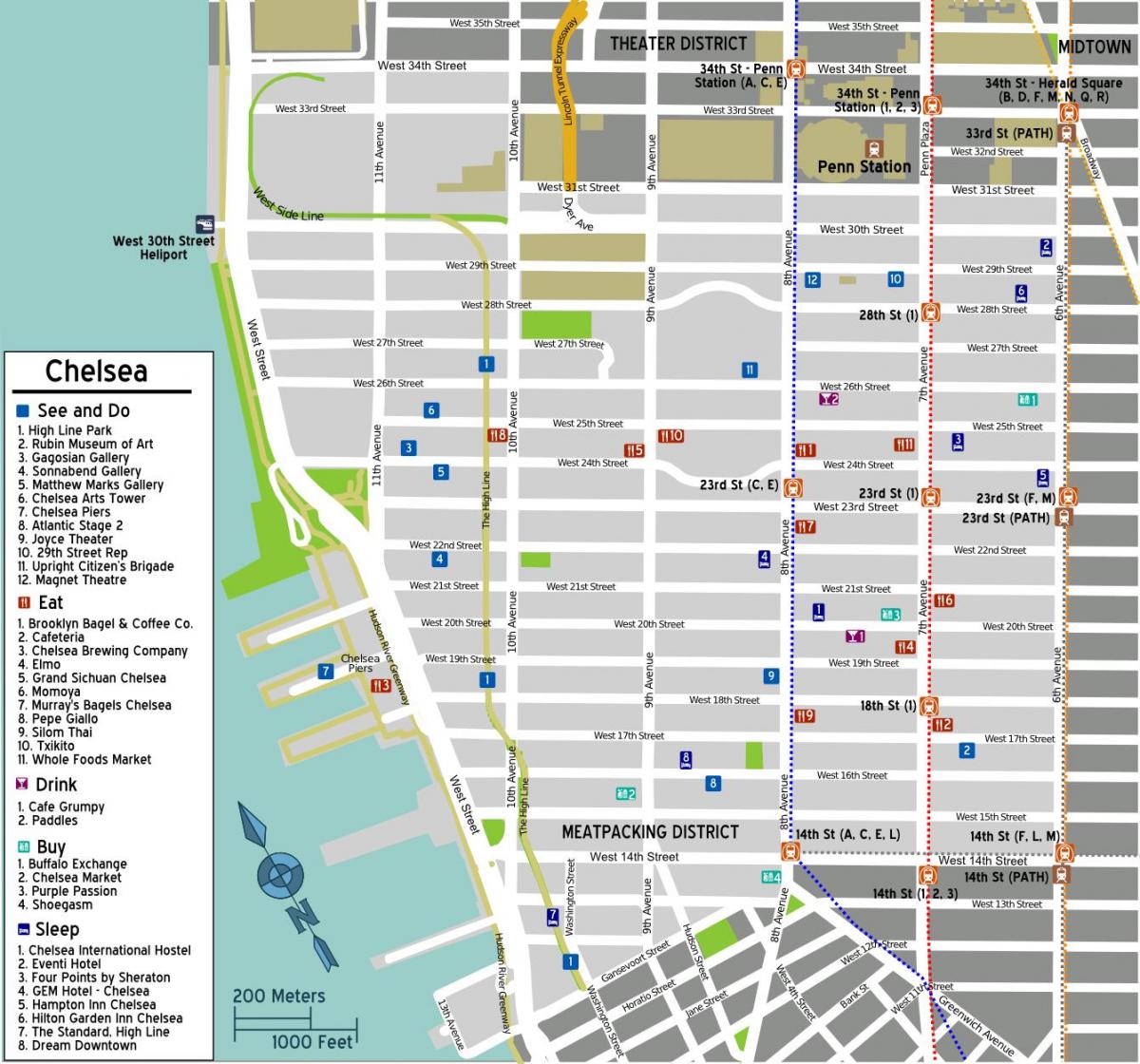 Chelsea Manhattan map - Map of Chelsea Manhattan