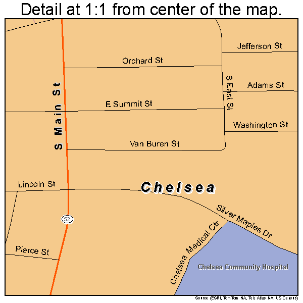 Chelsea Michigan Street Map Detailed View