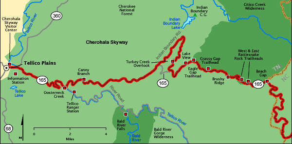 Cherohala Skyway Tennessee Section Map