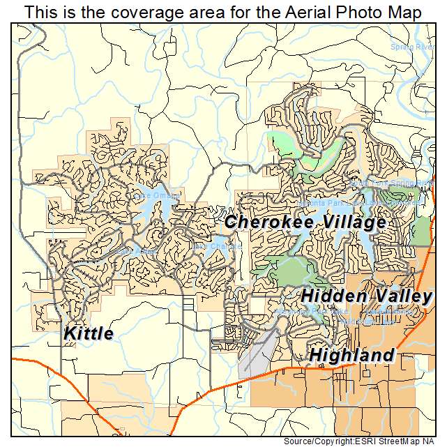 Aerial Map of Cherokee Village Arkansas