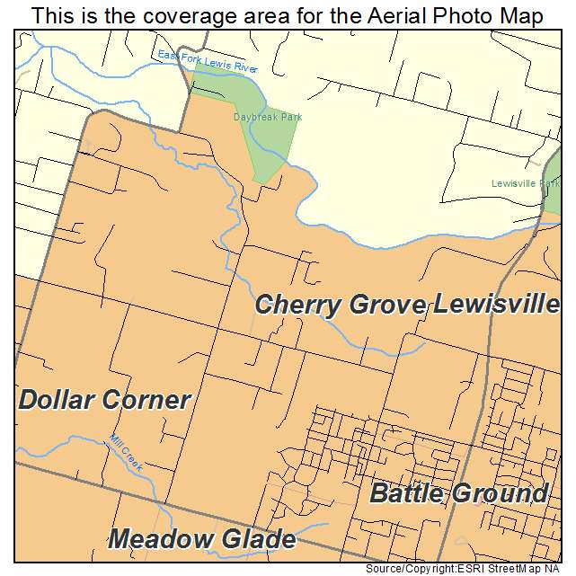 Aerial map of Cherry Grove, WA