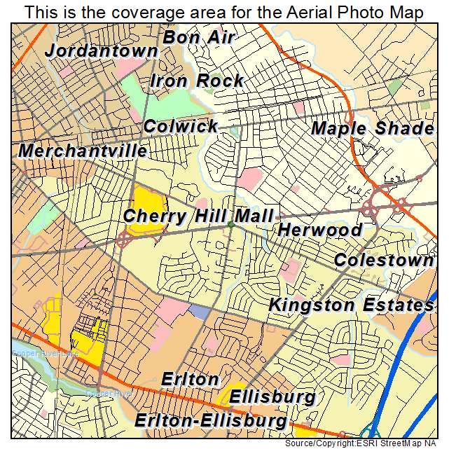 Aerial Photography Map of Cherry Hill Mall