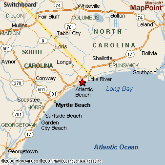 Area map of Cherry Grove Beach, South Carolina